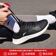 安踏（ANTA）運動鞋男鞋跑步鞋子男皮面保暖防潑水輕便軟底休閑鞋子男 黑/象牙白5527-5 39 6.5 (男39)