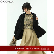 COCOBELLA質(zhì)感金屬扣簡(jiǎn)約針織衫開(kāi)衫秋休閑風(fēng)寬松外套SC77-2 黑色 M