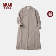 無印良品（MUJI）女式 法蘭絨 立領(lǐng)長袖連衣裙女裝裙子純棉連身裙25年秋季新品 米色 M (160/84A)