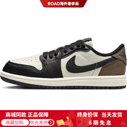 JordanAJ1舒適百搭防踢低幫兒童籃球鞋深棕色中小童 白色/黑色 深摩卡咖啡 28