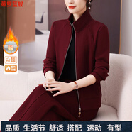 蒂羅藍艦輕奢品牌加絨運動(dòng)套裝女秋冬季2025新款洋氣減齡加厚運動(dòng)服套裝 安克拉紅 XL 【建議110-120斤】