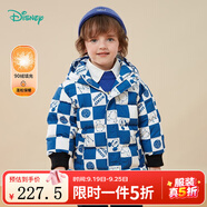 迪士尼寶寶（Disney Baby）迪士尼童裝男童羽絨服潮酷米奇時(shí)尚滿印羽絨服厚實(shí)防寒 藍(lán)白 7歲/身高140cm