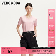 VEROMODAt恤女女2025秋冬新款純棉純色基礎t恤女早秋上衣 凍凌粉色-V領 2XL
