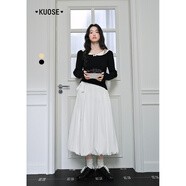 闊色黃色長(cháng)袖針織衫內搭2025秋冬季新款女裝藍色上衣毛衣打底衫 黑色 L