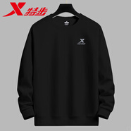 特步圓領(lǐng)棉質(zhì)衛(wèi)衣男2025秋季新款男裝官方正品運(yùn)動(dòng)休閑時(shí)尚長袖T恤男 黑 【64%棉 36滌綸】 S