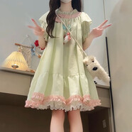 蜜蝶戀小個(gè)子顯瘦連衣裙今年流行的漂亮日系娃娃小裙子夏日多巴胺絕美泡 綠色【連身裙/冷淡系獨特別致裙子/巨好看的連衣裙/ S