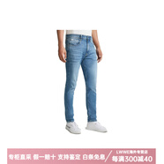 Calvin Klein 高彈中腰拉鏈長褲直腳牛仔褲 男款 牛仔深藍 1A4-牛仔深藍 28