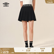 茵寶（Umbro）官方短裙英倫復古足球寶貝半身百褶裙運動(dòng)風(fēng)裙子A字裙運動(dòng)半身裙 凝眸黑 L