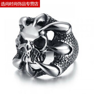 山頭林村歐美環(huán)敢死隊戒指骷髏3史泰龍男士古銀開(kāi)口可開(kāi)口可調節 開(kāi)口可調節