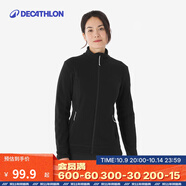 迪卡儂（DECATHLON）保暖戶外抓絨衣外套男女運動寬松秋搖粒絨外套沖鋒衣內(nèi)膽 女款-全拉鏈- 黑色 M