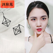 恒久葉氣質(zhì)韓國(guó)個(gè)性簡(jiǎn)約冷淡風(fēng)設(shè)計(jì)感耳釘耳環(huán)2018潮小眾耳墜耳飾女 16#黑色立體菱形