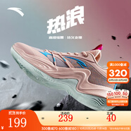 安踏KT3 Team籃球鞋男秋冬季湯普森防滑耐磨減震學(xué)生中幫實戰(zhàn)運動鞋子 【熱浪-低幫】光暈粉/碧落藍(lán)-5 43 (270mm)