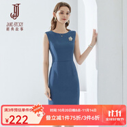 經(jīng)典故事（JANE STORY）高端純色修身無袖連衣裙女夏季2025年新款氣質(zhì)收腰西裝內(nèi)搭背心裙 M04灰藍(lán)色 XL