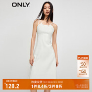 ONLY收腰氣質(zhì)休閑短裙牛仔吊帶連衣裙女|123342002 J2Z 白色牛仔提花印花 M 165/84A