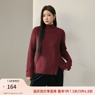 纖莉秀大碼女裝韓系時髦高領(lǐng)開叉下擺百搭保暖毛衣胖mm2025冬新款4714 紅色 2XL