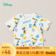 迪士尼寶寶（Disney Baby）迪士尼童裝兒童T恤米奇米妮印花圓領(lǐng)短袖T恤純棉 男童本白(S1695) 3歲/身高100cm