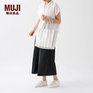 無(wú)印良品（MUJI） 手編包 環(huán)保材料 手提包菜籃子編織包 包包 度假沙灘包 2色灰色豎條紋/大 NONE