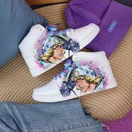 回力【廠(chǎng)牌】板鞋秋冬季喬尼二次元情侶手繪JOJO的奇妙冒險鞋子 喬尼白色高幫 X4379D 40