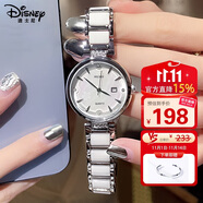 迪士尼（Disney）女款手表簡約時(shí)尚ins風(fēng)鋼帶腕表輕奢小眾女士手表陶瓷白女生禮物