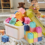 卡卡鴨嬰兒軟膠積木可啃咬0-1-2歲益智幼小寶寶抓握認知6拼裝16件套玩具