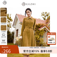 固執(zhí)（OBSTINATE）【特價】秋季新款復(fù)古學(xué)院刺繡翻領(lǐng)腰帶長袖橄欖綠連衣裙 橄欖綠 L 170/88A
