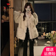 AEMAPE短外套女2025春秋冬季新款韓系時尚高級感小香風羊羔毛外套女上衣 MX-2276_奶白色外套 L 【建議110-120斤】