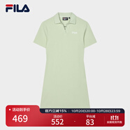 FILA 斐樂官方女子針織連衣裙時尚修身POLO領(lǐng)短袖裙子 淺菁綠-LG 2XL (180) 96A
