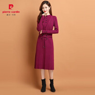皮爾卡丹（PIERRE CARDIN）針織連衣裙秋冬裝2025新款外穿加厚女裝洋氣長款過膝打底毛衣裙潮 紫紅色 M 80斤-95斤穿