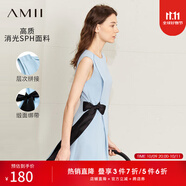 AMII女裝2025夏季新款優(yōu)雅通勤撞色綁帶圓領(lǐng)無袖連衣裙子女法 寧靜藍 S 155/80A