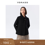 VGRASS春秋新款女士氣質(zhì)毛呢大衣/半身裙 文墨黑色 L