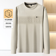 金盾（KIN DON）2025秋冬新款長(cháng)袖T恤男士青年商務(wù)時(shí)尚圓領(lǐng)套頭純色休閑百搭打底 9993-淺卡其 M