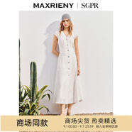 MAXRIENY【商場同款】波嬉風(fēng)小蓋袖收腰連衣裙25夏波西米亞風(fēng)長裙 米白 M