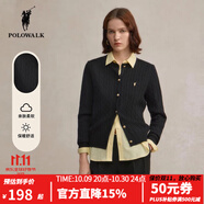 POLOWALK針織衫女打底衫內(nèi)搭春秋款絞花針織開衫春裝外套韓系女裝毛衣夾 黑色A 【新款】 L (165)