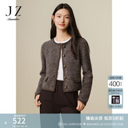 玖姿·安娜蔻通勤優(yōu)雅香風(fēng)羊毛圈圈紗舒適針織開(kāi)衫女裝2024冬款 咖啡 S