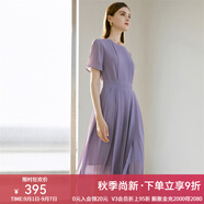 顏域（YANYEE）短袖百褶連衣裙2024夏天新款女裝氣質(zhì)女神范收腰顯瘦氣質(zhì)a字裙 紫色 M/38