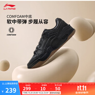 李寧月白2.0丨板鞋男女鞋柔軟回彈透氣小白鞋秋冬百搭休閑情侶運(yùn)動鞋 黑色(276女款)-6 39