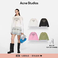 Acne Studios 男女同款 做舊1996印花寬松落肩長袖T恤上衣CL0197 灰白色 （建議女士選擇小一碼） L -女 / M-男