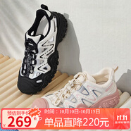 駱駝（CAMEL）丑萌登山鞋女時尚撞色戶外休閑鞋 L24S076620 米/銀/粉 39