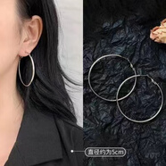 唯一（Winy）925純銀大圓圈耳環(huán)女氣質(zhì)耳墜2025年新款耳飾感秋冬 銀色耳圈-5CM(劉雯同款)