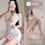 山頭林村晴趣黑色辣妹連衣裙女包臀緊身性感御姐裙子修身套裝新款純欲短裙 白色包臀裙+白絲襪 福利促銷 L 【80-120斤】