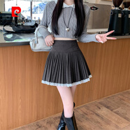 皮爾卡丹（pierre cardin）灰色jk半裙學(xué)院風(fēng)高腰顯瘦毛呢百褶半身裙女2025新款a字蕾絲短裙 灰色【高質(zhì)量版】 【內帶安全褲】 XS