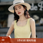 茵曼（INMAN）多色無(wú)袖顯瘦吊帶背心T恤夏季簡(jiǎn)約休閑百搭圓領(lǐng)上衣 杏色 S