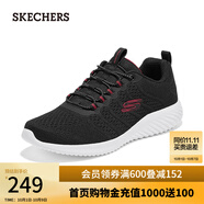 斯凱奇（Skechers）男鞋秋季舒適休閑運動(dòng)鞋8790305 黑色/紅色/BKRD 39