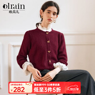 Olrain歐芮兒法式套頭毛衣女春裝新款復古慵懶風針織上衣 安可拉紅 L