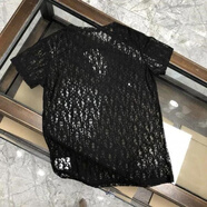 DICIFY鏤空蕾絲上衣男透明薄紗冰絲t恤錦綸透氣歐美潮流體恤網(wǎng)眼t恤 黑色 3XL【建議155-170斤】