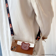 玲琉 適用蘋(píng)果16promax手機殼13/14pro小熊零錢(qián)包斜挎繩12/11卡通xs/xr防摔7/8硅膠蘋(píng)果15plus背帶掛繩 棕色小熊卡包+卡通斜跨掛繩 iPhone 6s Plus