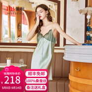 美標(biāo)送禮物真絲吊帶連衣裙性感睡裙女春夏19姆米重磅100%桑蠶絲綢睡衣 玉石色 M (160)