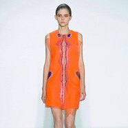 ANTCITY 202025春季歐美真絲歐根緞手工D家精品桑蠶絲連衣裙 橘色 S