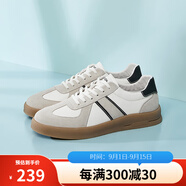 康奈（kangnai）男鞋春季新款復(fù)古德訓(xùn)鞋舒適百搭休閑板鞋運(yùn)動鞋 米白色/黑色 38