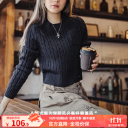 馬登女裝 美式復(fù)古學(xué)院風(fēng)圣誕阿蘭毛衣慵懶打底衫辣妹短款新年針織 藏藍(lán)色 馬登工裝 S